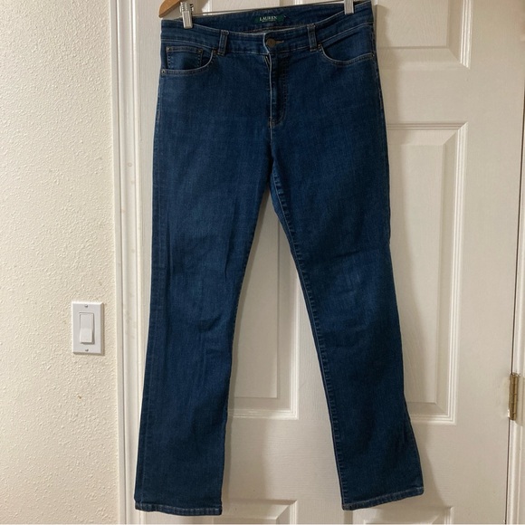 LAUREN RALPH LAUREN Women’s Premier Straight Mid Rise Stretch Blue Jeans Size 32 - Picture 1 of 16